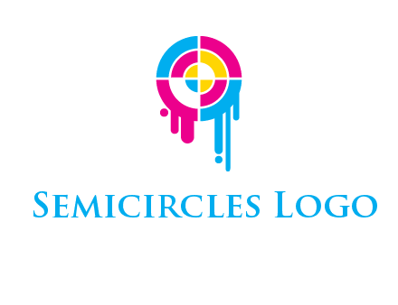 target inside the abstract circle with melting paint logo
