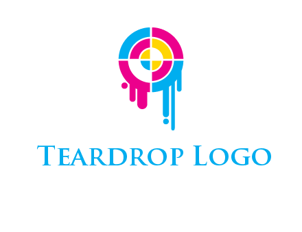 target inside the abstract circle with melting paint logo