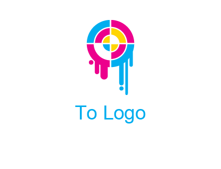 target inside the abstract circle with melting paint logo