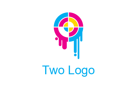 target inside the abstract circle with melting paint logo