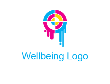 target inside the abstract circle with melting paint logo