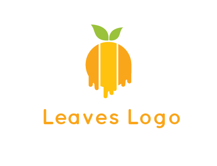 abstract melting orange with leafs logo