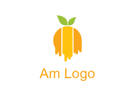 abstract melting orange with leafs logo