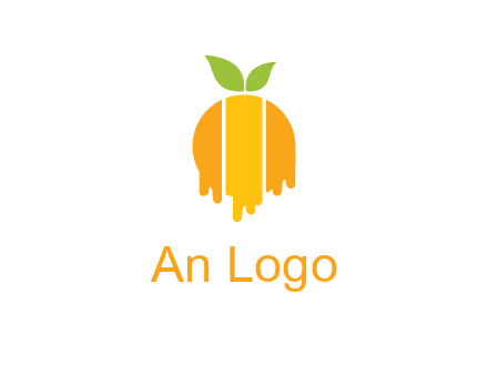 abstract melting orange with leafs logo