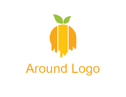 abstract melting orange with leafs logo
