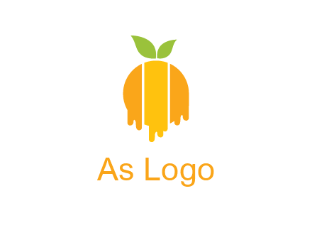 abstract melting orange with leafs logo