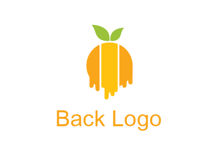 abstract melting orange with leafs logo