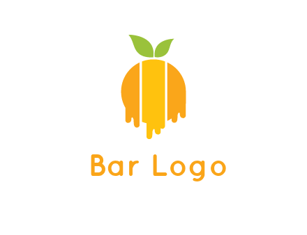 abstract melting orange with leafs logo