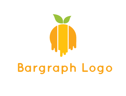 abstract melting orange with leafs logo