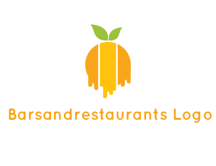 abstract melting orange with leafs logo