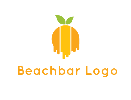 abstract melting orange with leafs logo