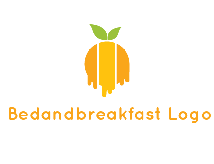 abstract melting orange with leafs logo