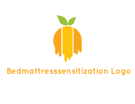 abstract melting orange with leafs logo