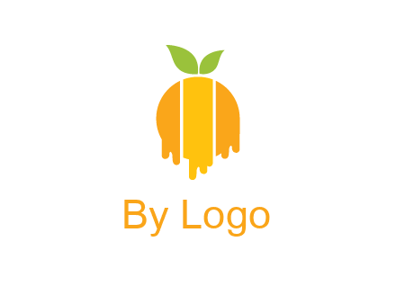 abstract melting orange with leafs logo