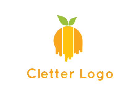 abstract melting orange with leafs logo