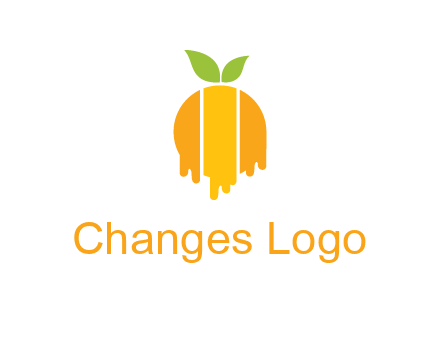 abstract melting orange with leafs logo