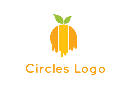 abstract melting orange with leafs logo