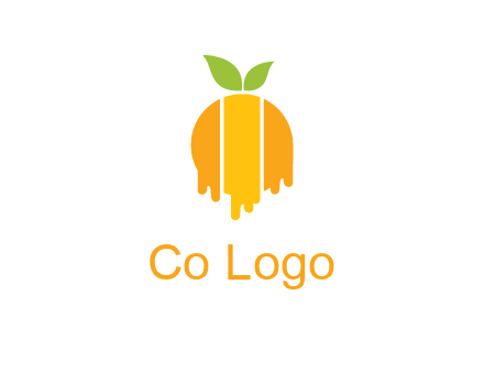 abstract melting orange with leafs logo