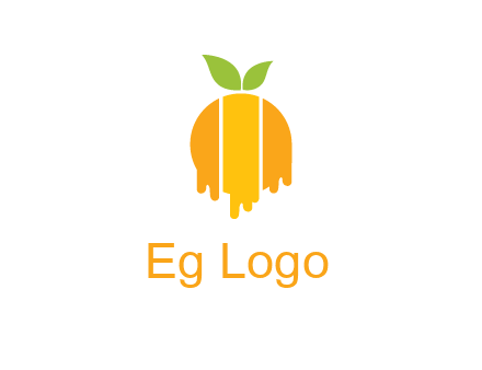 abstract melting orange with leafs logo