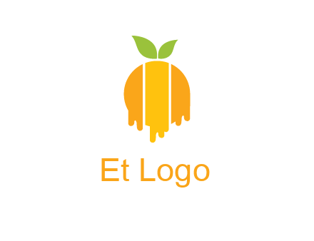 abstract melting orange with leafs logo