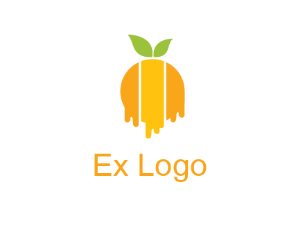 abstract melting orange with leafs logo