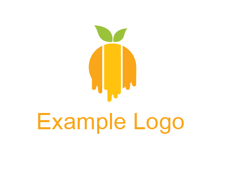 abstract melting orange with leafs logo