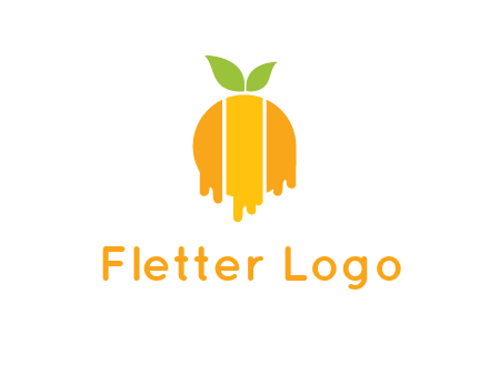 abstract melting orange with leafs logo