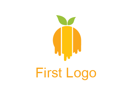 abstract melting orange with leafs logo