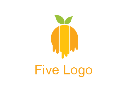 abstract melting orange with leafs logo