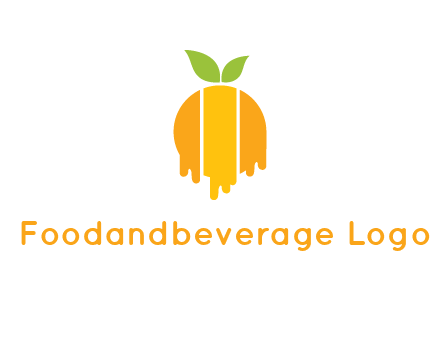 abstract melting orange with leafs logo
