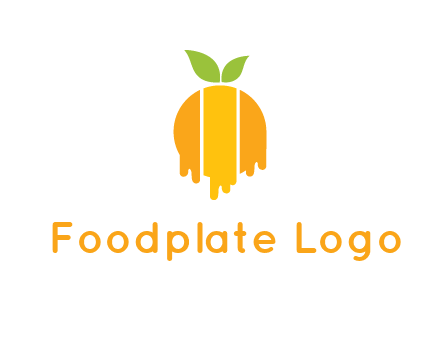 abstract melting orange with leafs logo