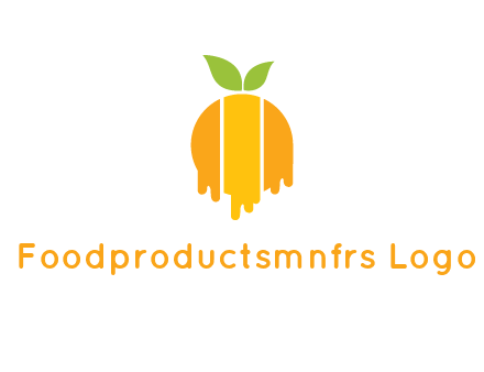 abstract melting orange with leafs logo