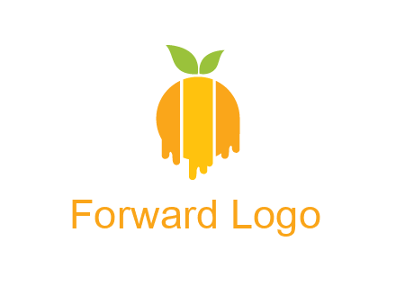 abstract melting orange with leafs logo