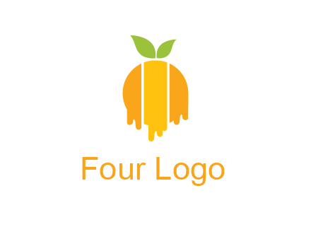 abstract melting orange with leafs logo