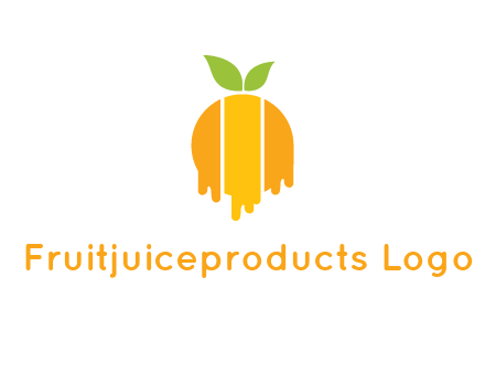 abstract melting orange with leafs logo