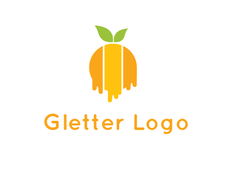 abstract melting orange with leafs logo