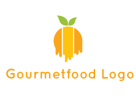 abstract melting orange with leafs logo