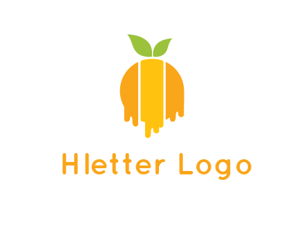 abstract melting orange with leafs logo