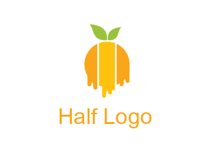 abstract melting orange with leafs logo