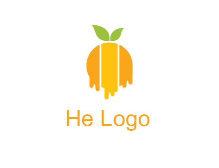 abstract melting orange with leafs logo