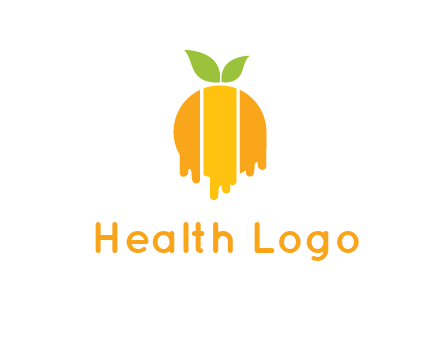 abstract melting orange with leafs logo