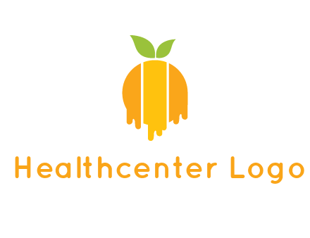 abstract melting orange with leafs logo