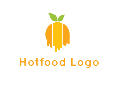 abstract melting orange with leafs logo
