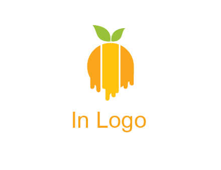 abstract melting orange with leafs logo