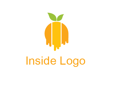 abstract melting orange with leafs logo