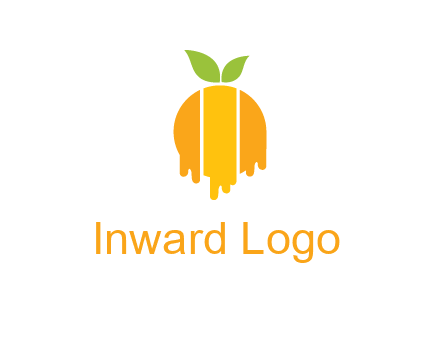 abstract melting orange with leafs logo