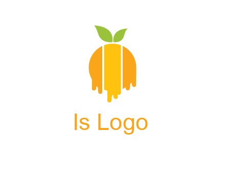 abstract melting orange with leafs logo