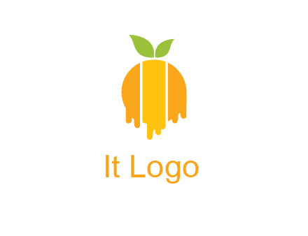 abstract melting orange with leafs logo