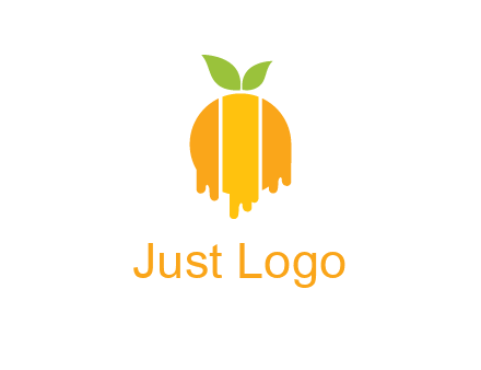 abstract melting orange with leafs logo