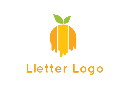 abstract melting orange with leafs logo